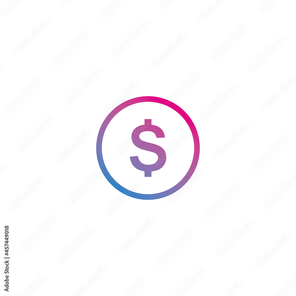 Money coin outline gradient icon vector Money coin outline gradient icon vector