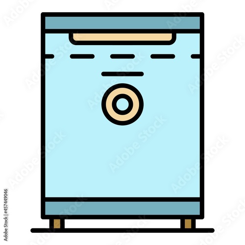 Small hotel freezer icon. Outline small hotel freezer vector icon color flat isolated on white