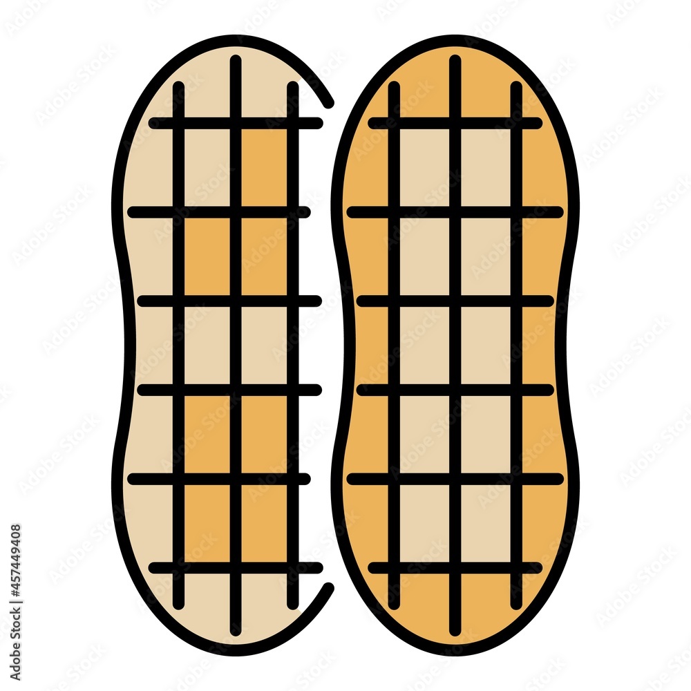 Shell peanut icon. Outline shell peanut vector icon color flat isolated on white Shell peanut icon. Outline shell peanut vector icon color flat isolated on white