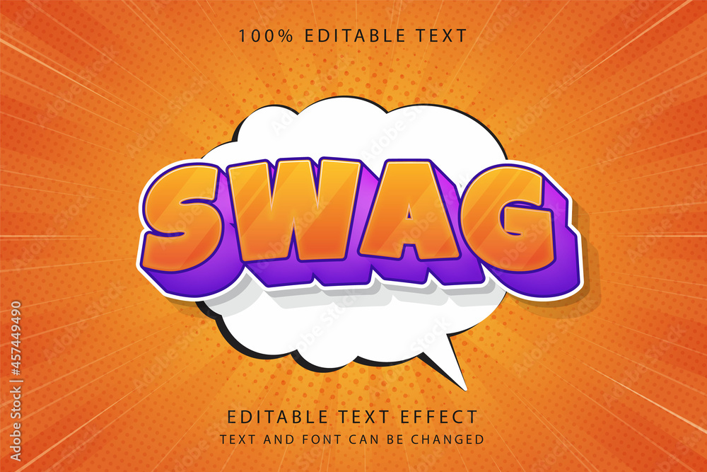 Fototapeta swag,3 dimension editable text effect modern yellow gradation purple game text style