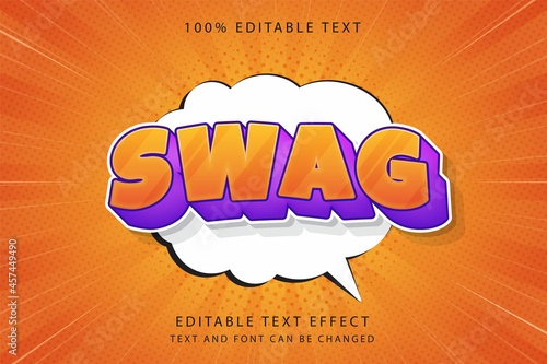 Fototapeta swag,3 dimension editable text effect modern yellow gradation purple game text style