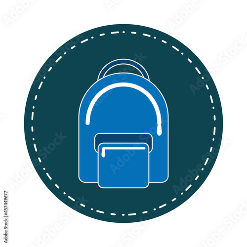 Isolated school bagpack on a sticker School supply icon