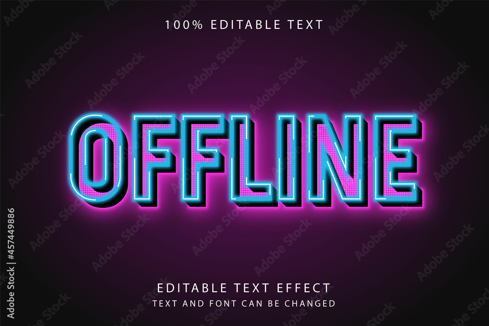 Offline,3 dimension editable text effect blue gradation pink neon style effect