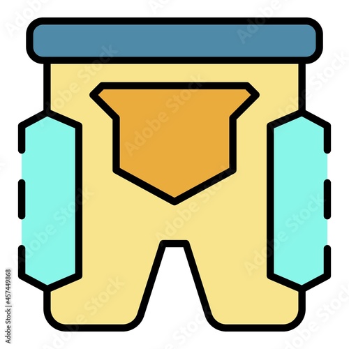Ski shorts icon. Outline ski shorts vector icon color flat isolated on white