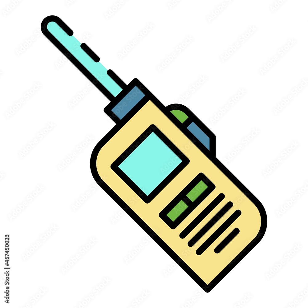 Walkie talkie icon. Outline walkie talkie vector icon color flat isolated on white Walkie talkie icon. Outline walkie talkie vector icon color flat isolated on white