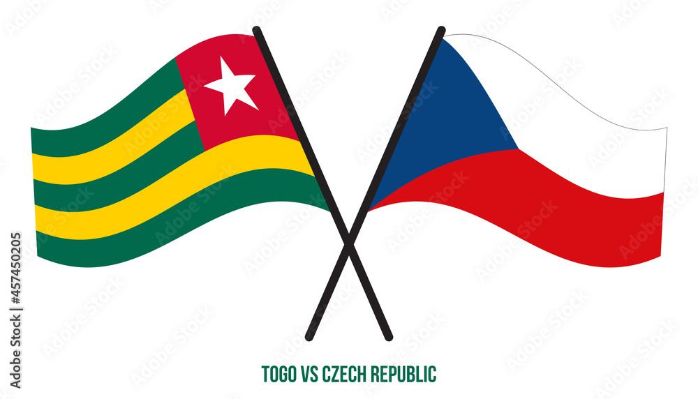 Togo and Czech Republic Flags Crossed And Waving Flat Style. Official Proportion. Correct Colors. Togo and Czech Republic Flags Crossed And Waving Flat Style. Official Proportion. Correct Colors.