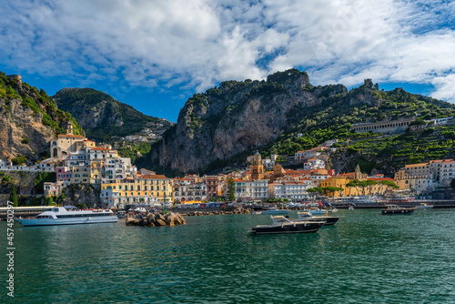 Fototapeta Naklejka Na Ścianę i Meble -  The Italian city of Amalfi - the historical, cultural and tourist center of the Amalfi coast