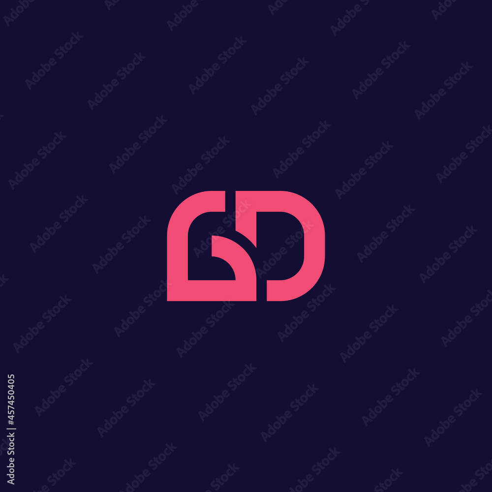 Simple and minimalist geometric overlapping letter GD monogram initial logo Simple and minimalist geometric overlapping letter GD monogram initial logo