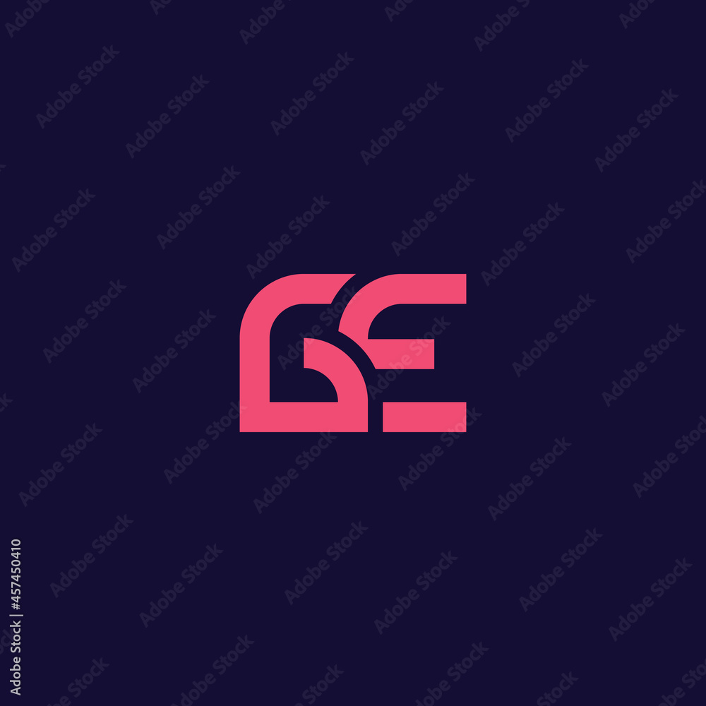 Simple and minimalist geometric overlapping letter GE monogram initial logo Simple and minimalist geometric overlapping letter GE monogram initial logo