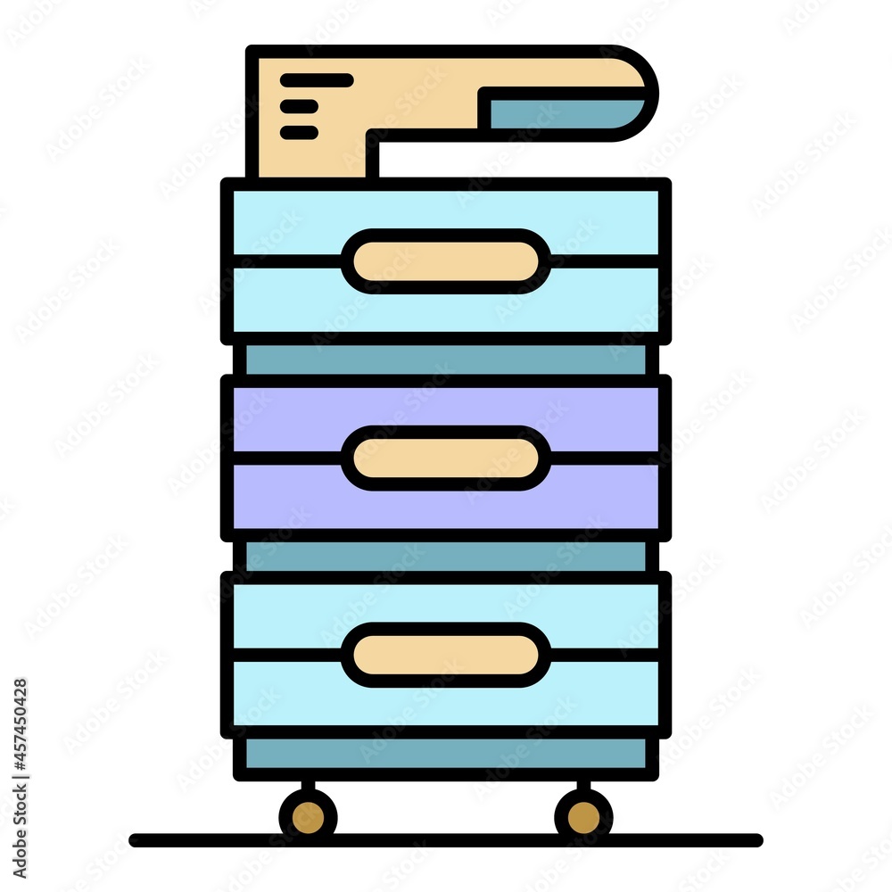 Office xerox printer icon. Outline office xerox printer vector icon color flat isolated on white Office xerox printer icon. Outline office xerox printer vector icon color flat isolated on white