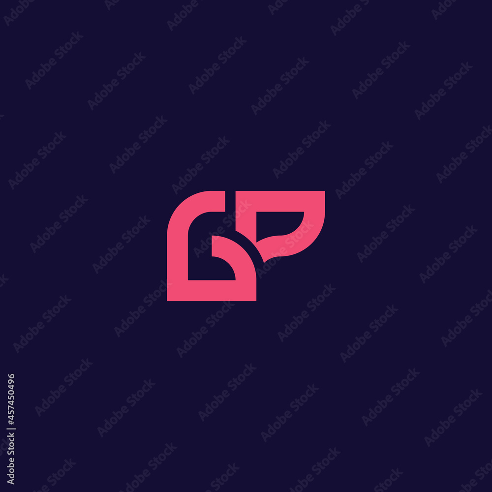 Simple and minimalist geometric overlapping letter GP monogram initial logo Simple and minimalist geometric overlapping letter GP monogram initial logo