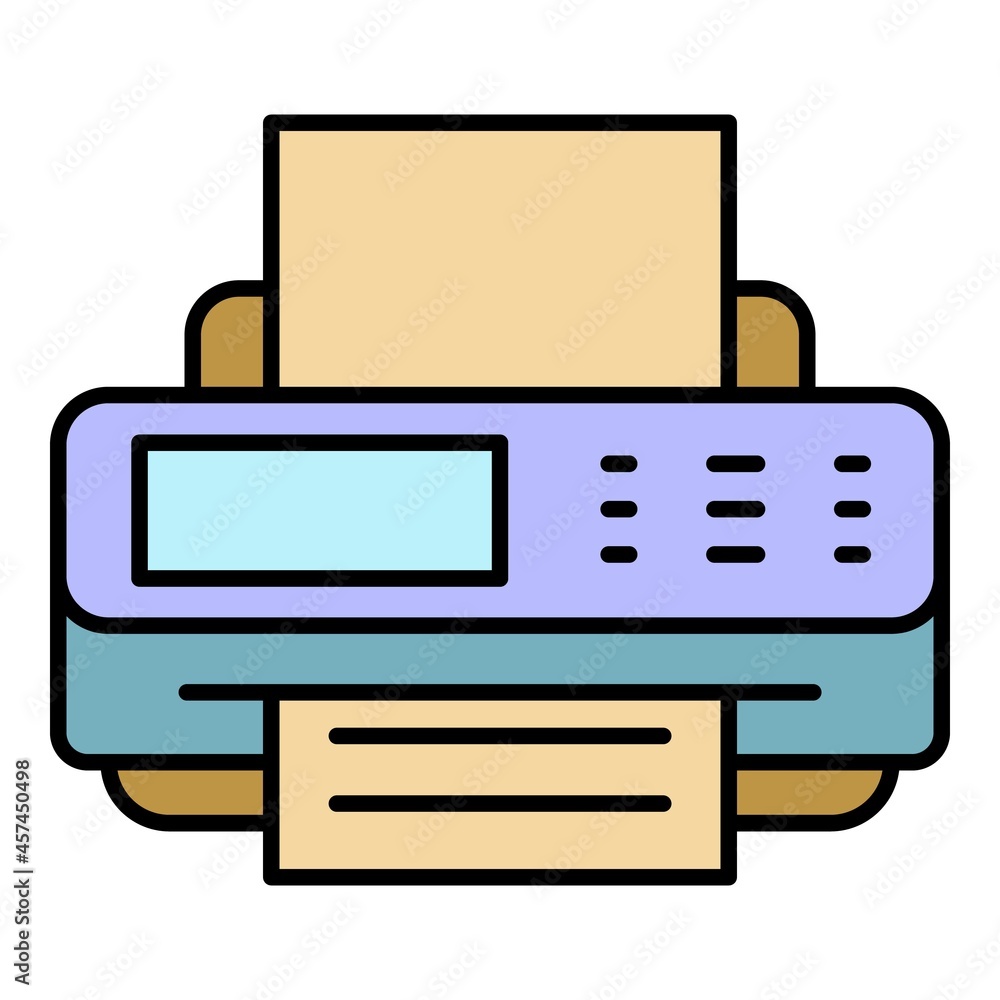 Digital printer icon. Outline digital printer vector icon color flat isolated on white Digital printer icon. Outline digital printer vector icon color flat isolated on white