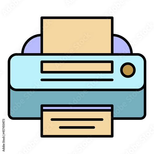 Photo printer icon. Outline photo printer vector icon color flat isolated on white