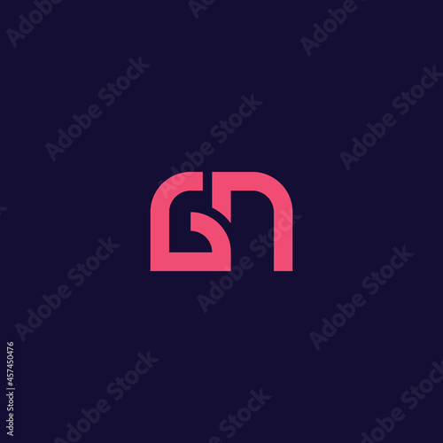 Simple and minimalist geometric overlapping letter GN monogram initial logo