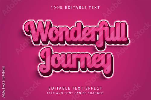 Wonder full journey 3 dimension editable text effect modern pink gradation cute text style