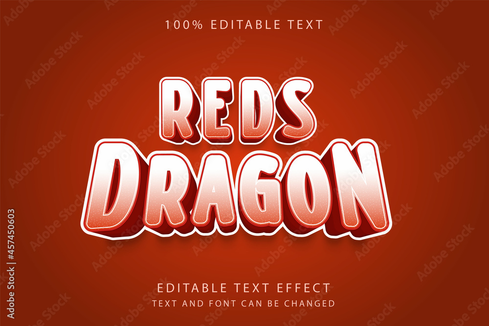 Reds dragon,3 dimension editable text effect modern red gradation game text style
