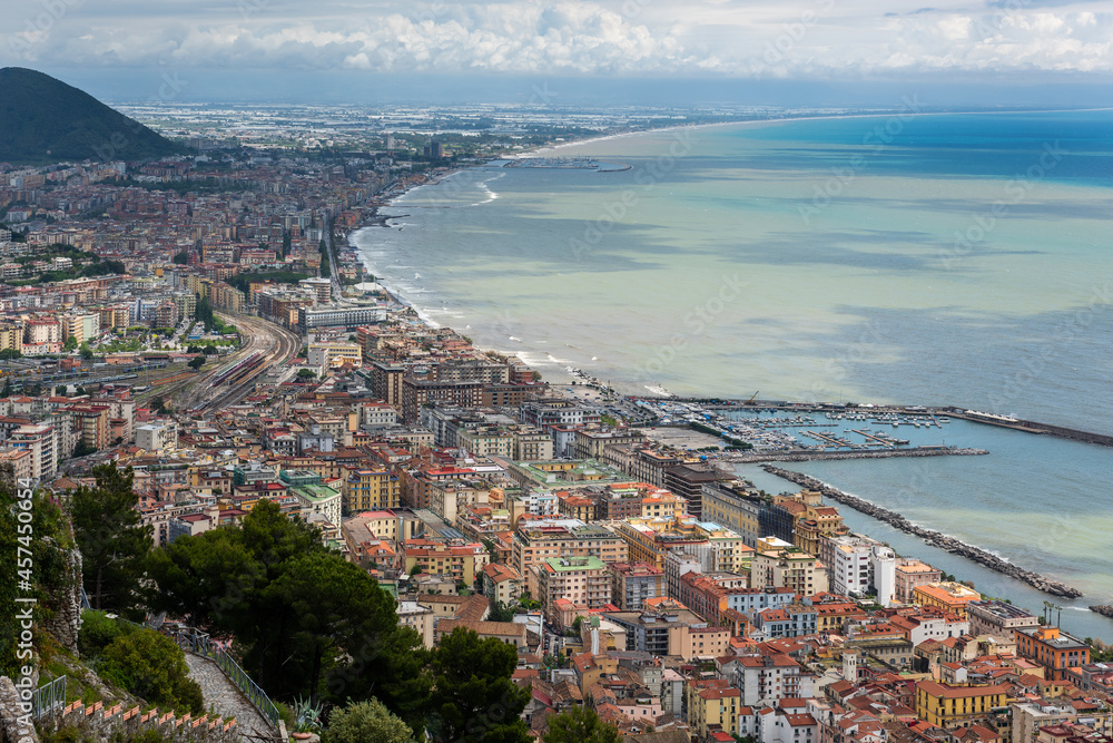 Aerial view of the Italian city of Salerno.