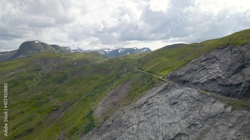 Abandoned old mountain pass on the slope of Vika Mountain, Norway photo