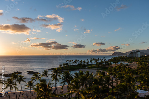 Beautiful panoramic west Oahu vista at sunset, Hawaii