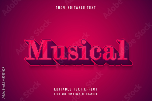 musical,3 dimension editable text effect purple gradation pink style effect