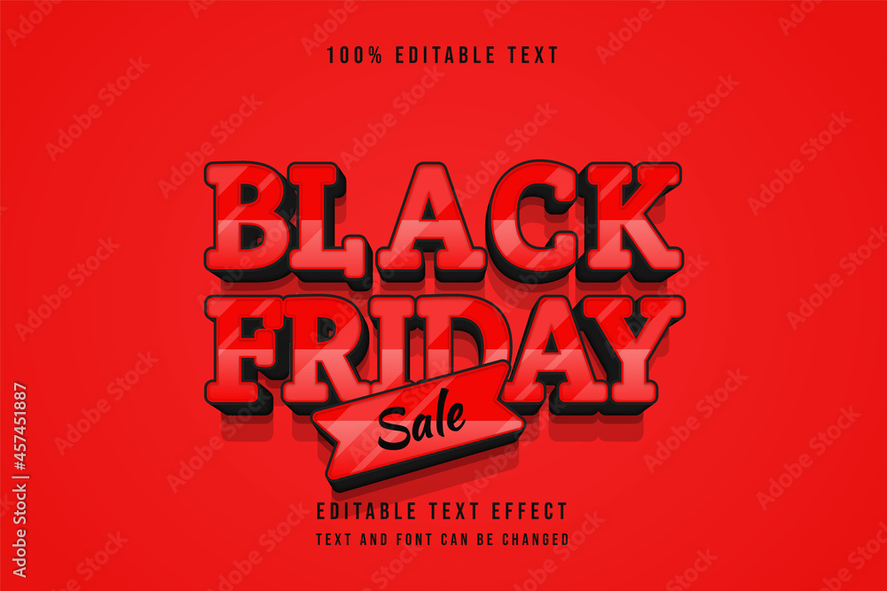 black friday sale,3 dimension editable text effect red gradation black shadow style effect