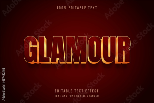glam our,3 dimensions editable text effect red gradation yellow shadow text style