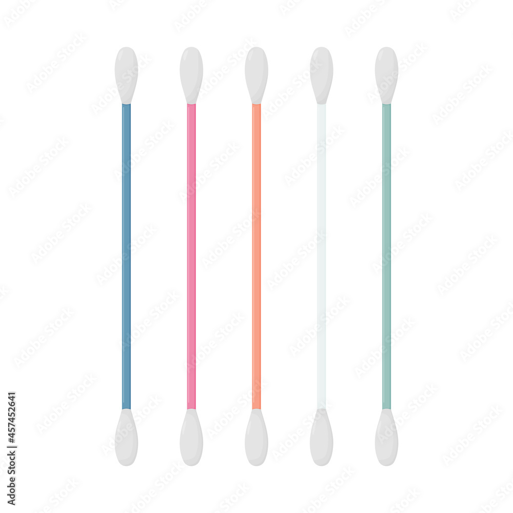 Set of cotton buds. Cosmetology tools illustration isolated on white background. Set of cotton buds. Cosmetology tools illustration isolated on white background.