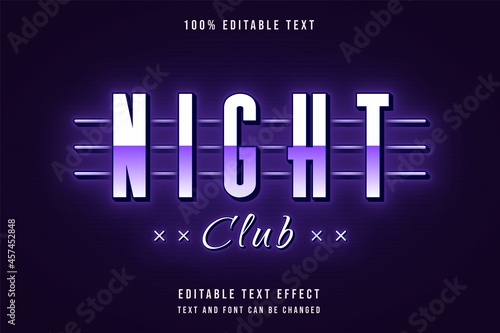 night club,3 dimensions editable text effect purple gradation neon text style