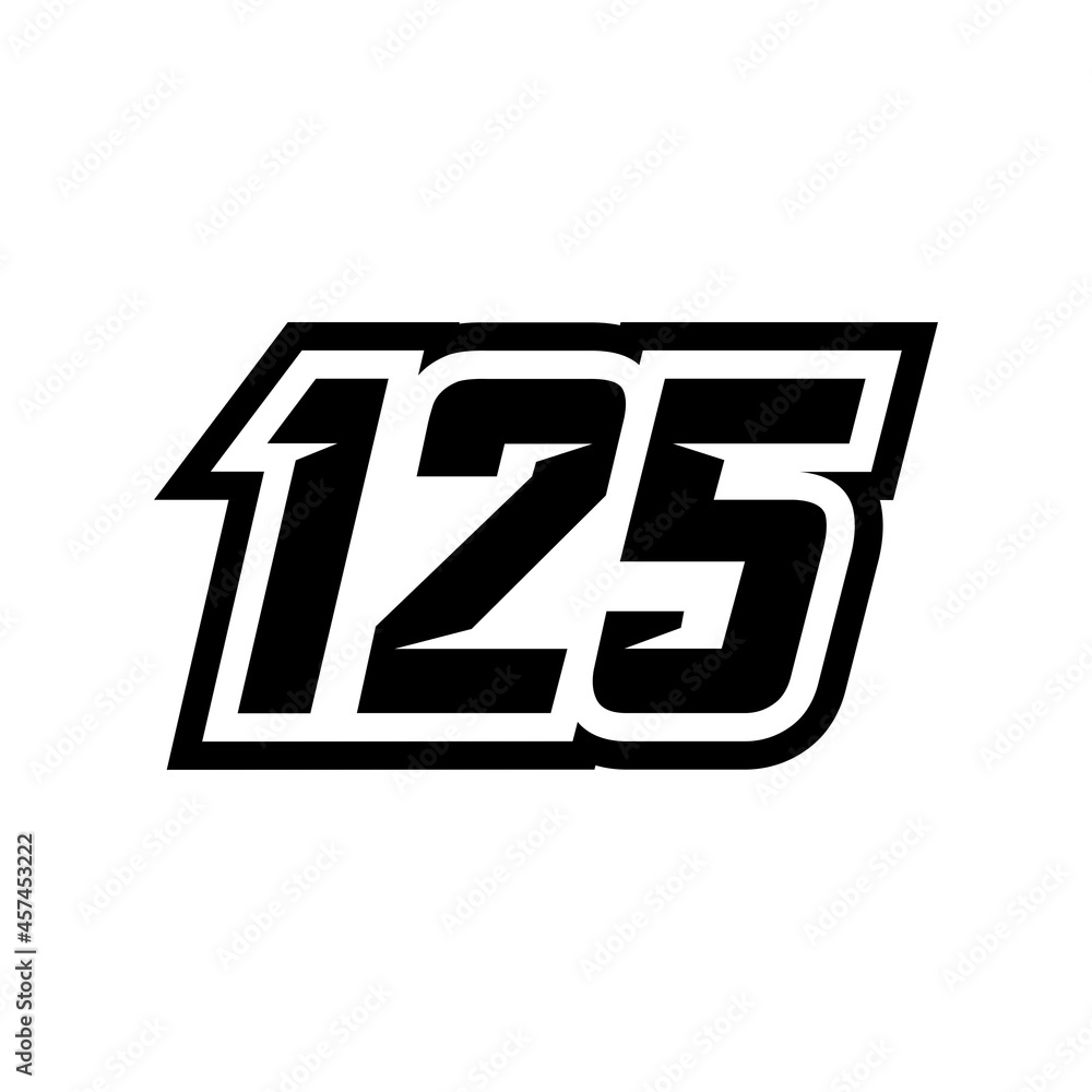 Racing number 125 logo on white background Racing number 125 logo on white background