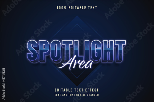 spotlight area,3 dimensions editable text effect blue gradation purple neon text style