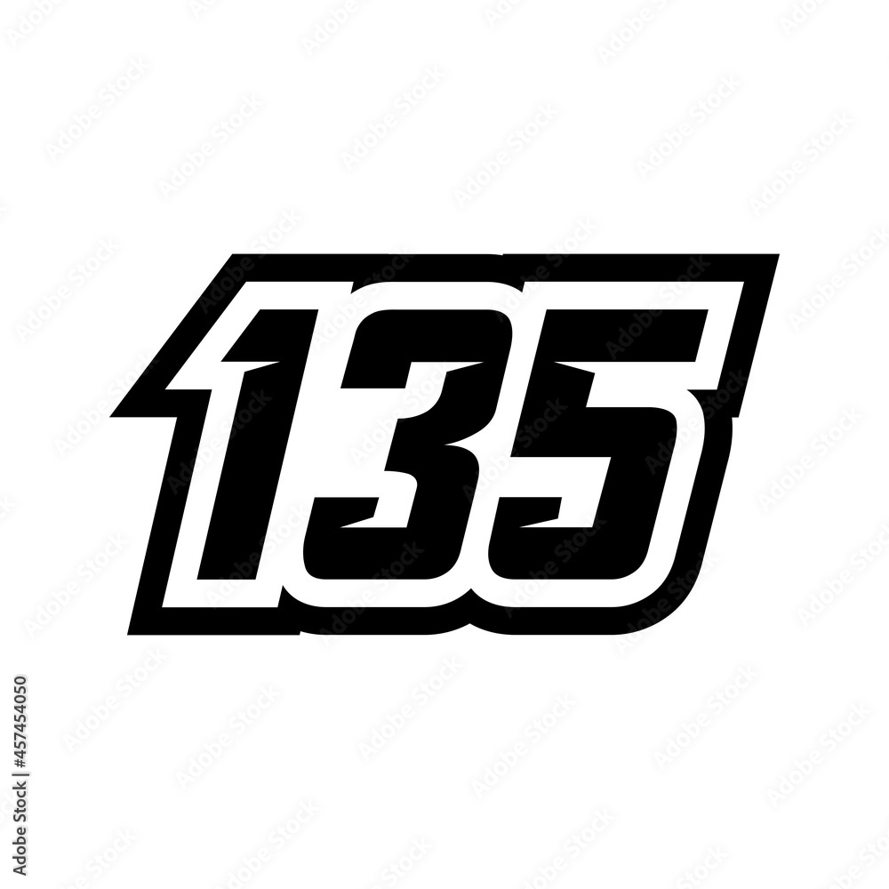 Racing number 135 logo on white background Racing number 135 logo on white background