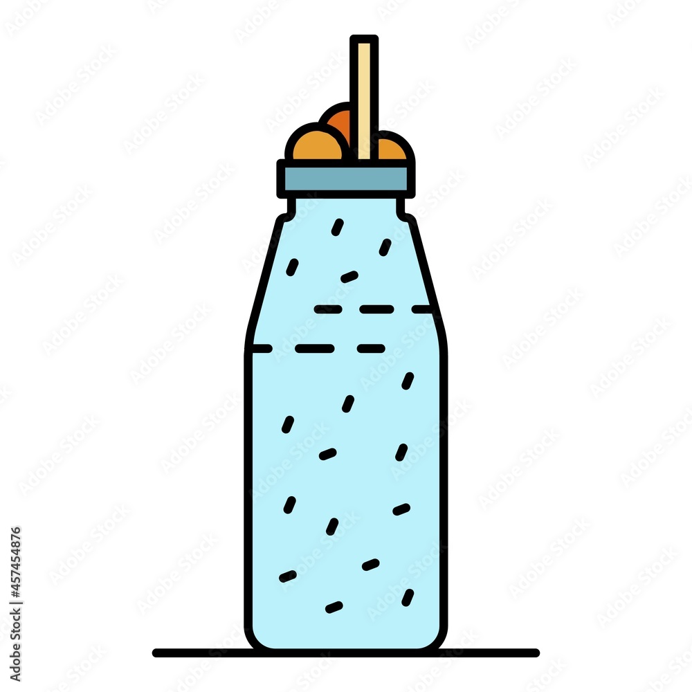 Fototapeta premium Smoothie bottle icon. Outline smoothie bottle vector icon color flat isolated on white