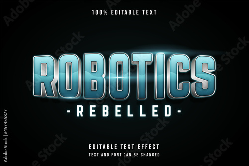 Robotics rebelled 3 dimensions editable text effect blue gradation neon shadow text style