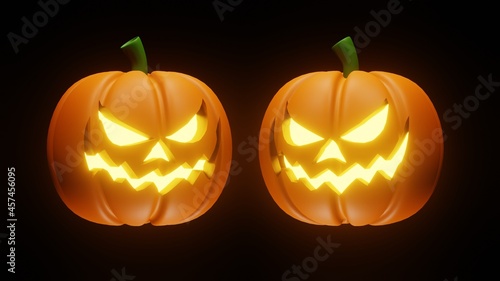 Arrange pumpkin on black background. Orange pumpkin is a vibrant color for your design for the Halloween holiday. 3d rendering © anggadwiwahyu