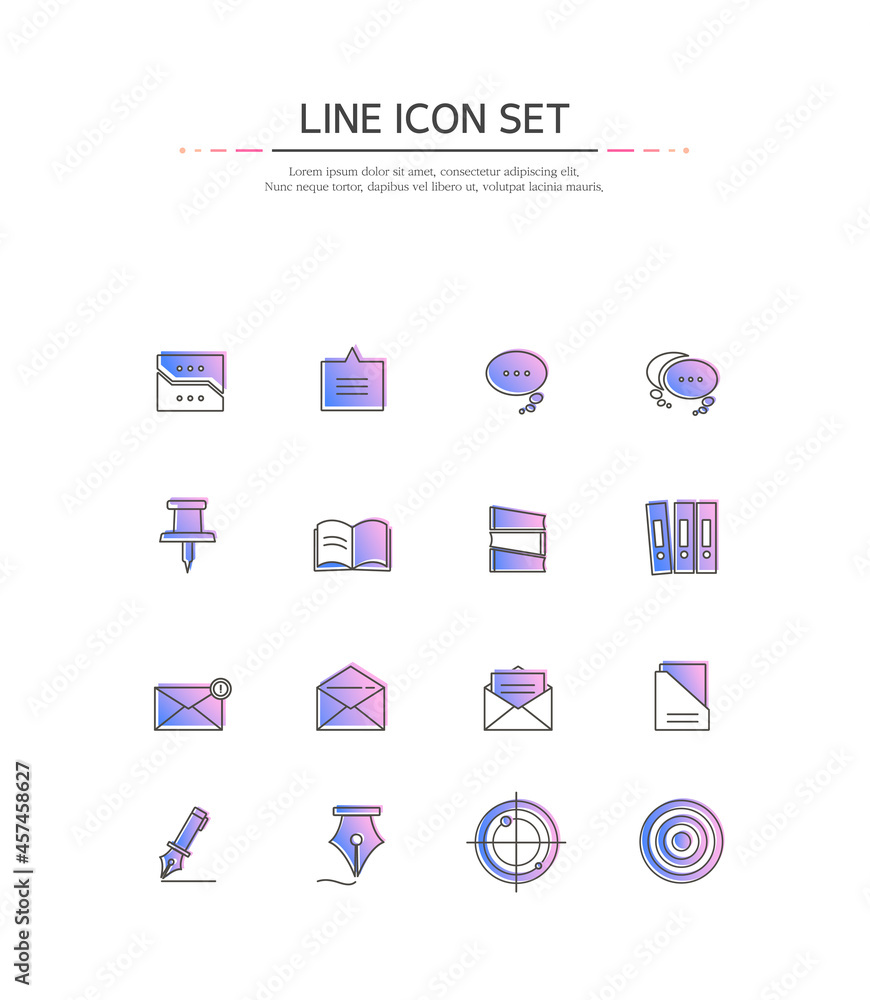 Simple gradation line icon set.
Simple gradation line icon set.