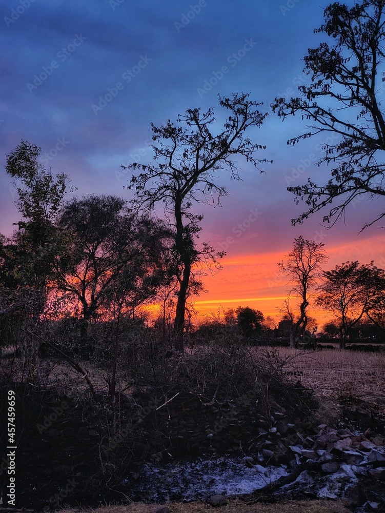 Fototapeta premium sunset over the river
