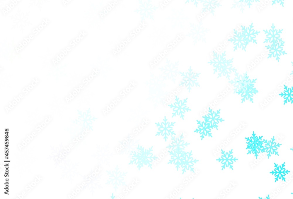 Light Blue, Green vector pattern with christmas snowflakes, stars.