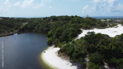 salvador, bahia, brazil - september 16, 2021: aerial view of Lagoa do Abaete, in the neighborhood of Itapua in the city of Salvador. The lake is located in the Metropolitan Park of Abaete. photo