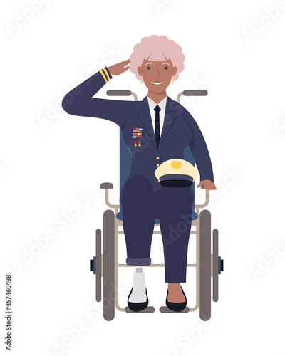Veteran woman on wheelchair