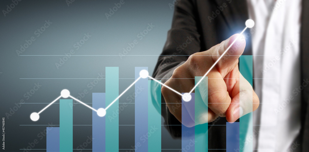 Touching graphs of financial indicator and accounting market economy analysis chart Touching graphs of financial indicator and accounting market economy analysis chart