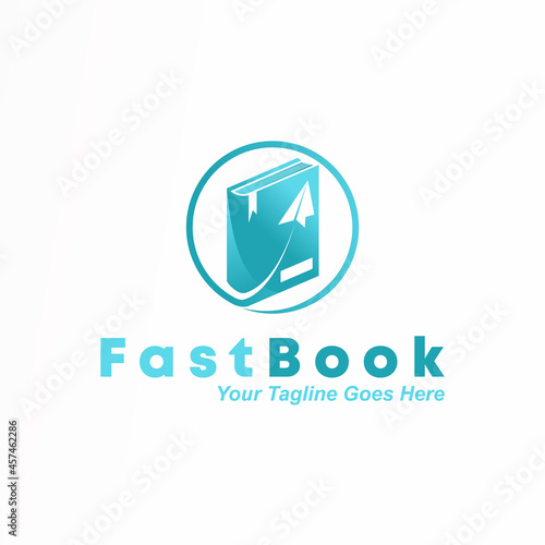 unique 3D book with flying plane image graphic icon logo design abstract concept vector stock. can be used as corporate identity related to reading or travel