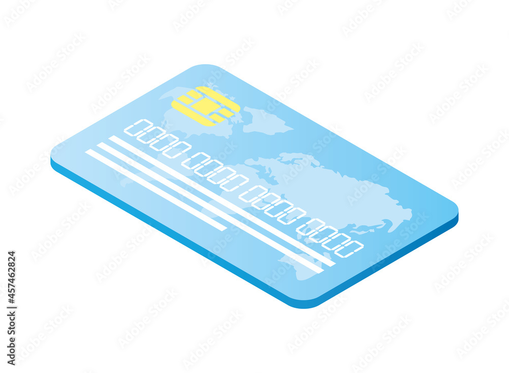 isometric blue credit card