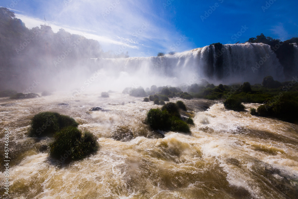 General viewing of the impressive Iguazu Falls system in Brazil