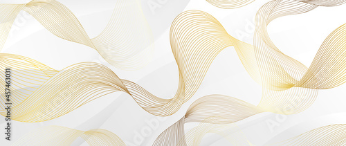 Golden lines pattern background. Luxury gold Line arts wallpaper. Design for cover, invitation background, packaging design, fabric and print. Vector illustration.