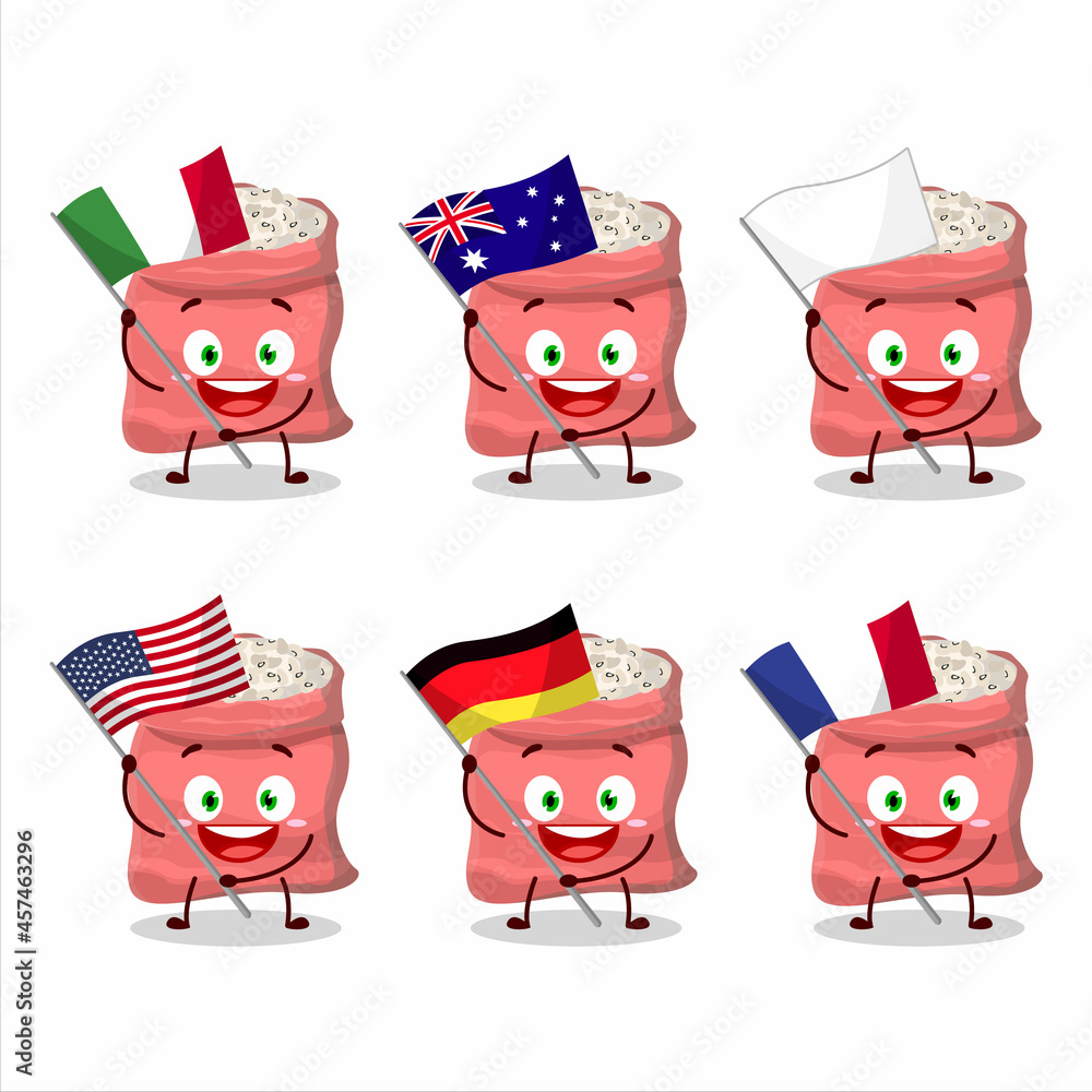 Black eyed peas cartoon character bring the flags of various countries Black eyed peas cartoon character bring the flags of various countries