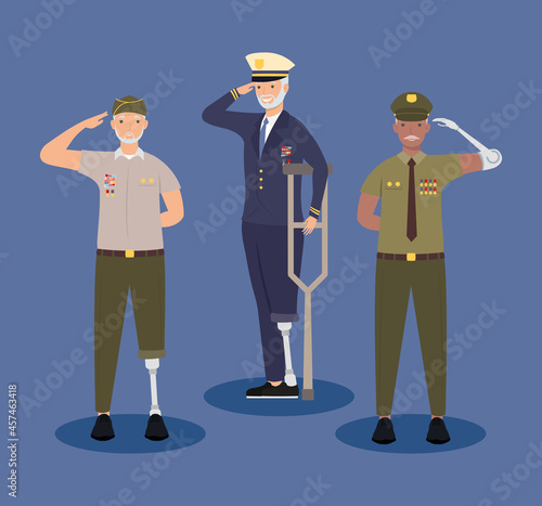 Veterans men with prosthetics