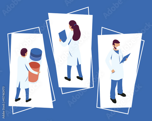 doctors with medical icons