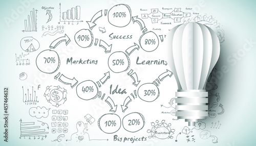 Light bulb Idea. plan think analyze creative startup business. illustration Creativity modern Concept Vector Infographic template.
