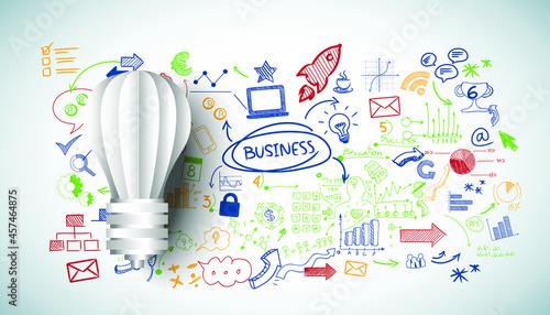 Light bulb Idea. plan think analyze creative startup business. illustration Creativity modern Concept Vector Infographic template.