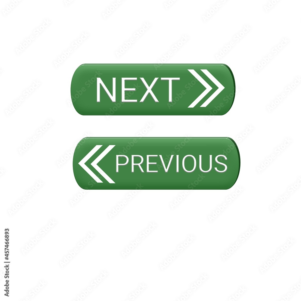 Next and previous buttons set for web icon green color white background Next and previous buttons set for web icon green color white background